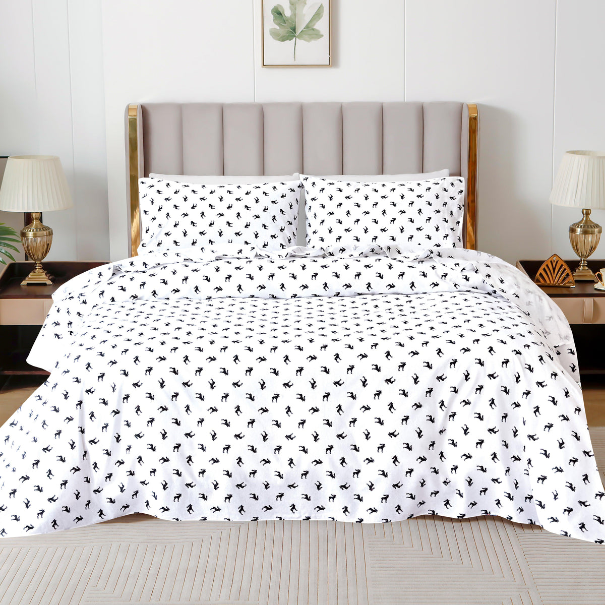 Elegant Comfort 4-Piece Holiday Cotton Flannel Sheet Set - 100% Turkish Cotton