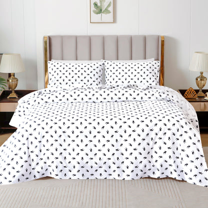 Elegant Comfort 4-Piece Holiday Cotton Flannel Sheet Set - 100% Turkish Cotton
