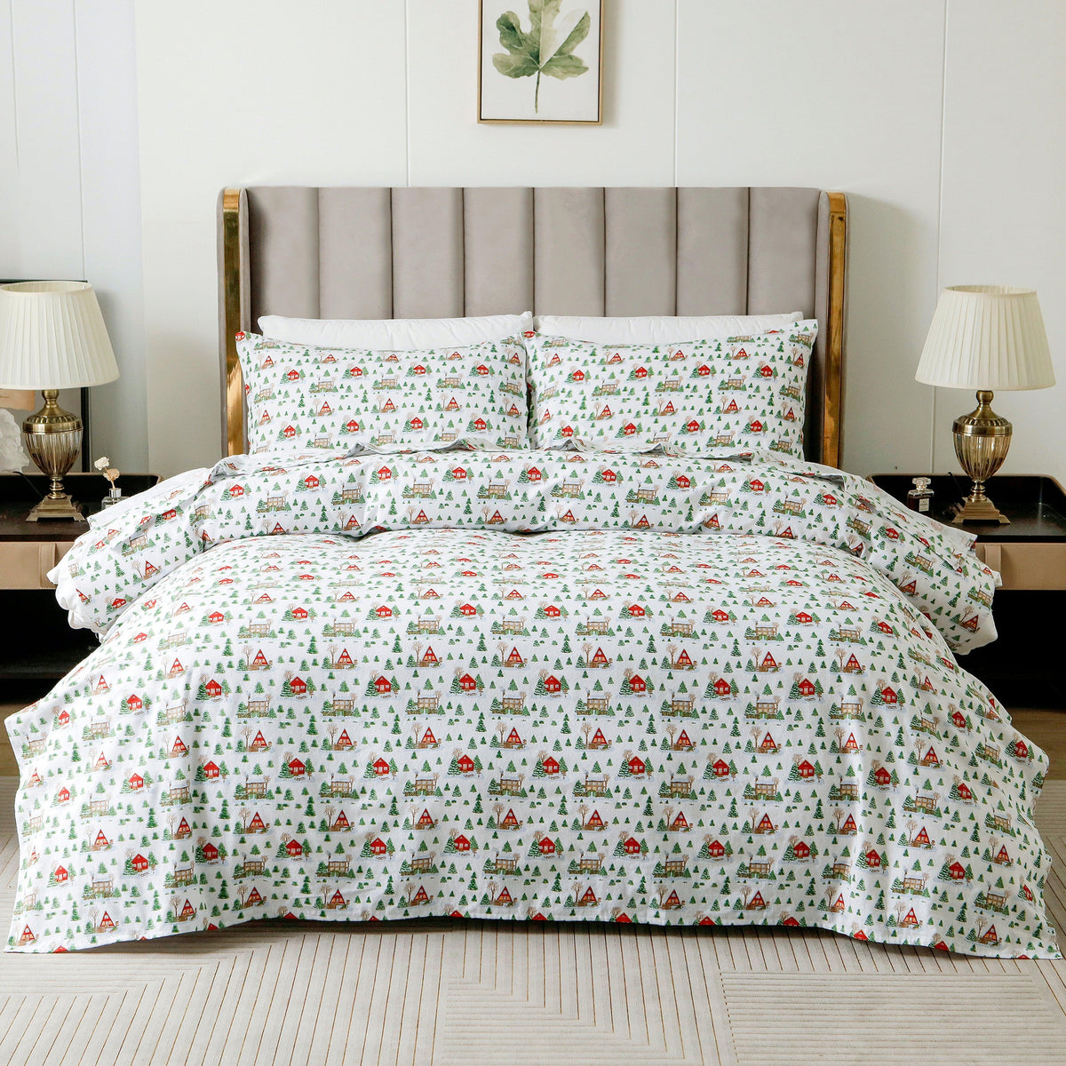 Elegant Comfort 4-Piece Holiday Cotton Flannel Sheet Set - 100% Turkish Cotton
