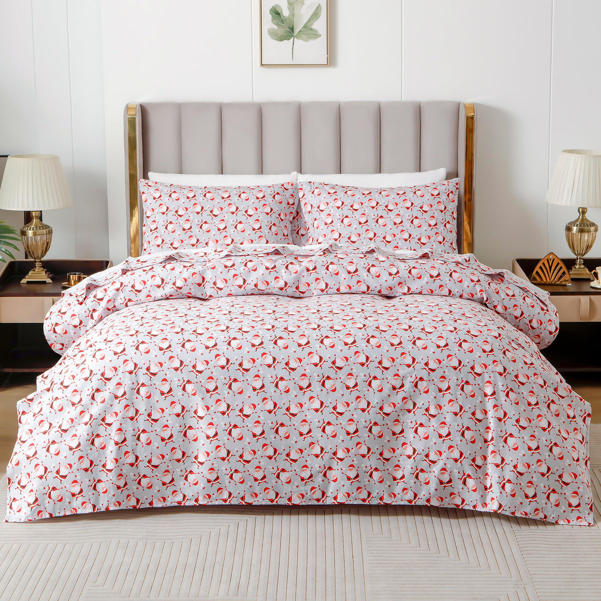 Elegant Comfort 4-Piece Holiday Cotton Flannel Sheet Set - 100% Turkish Cotton