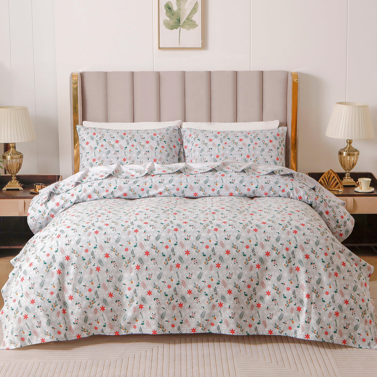 Elegant Comfort 4-Piece Holiday Cotton Flannel Sheet Set - 100% Turkish Cotton