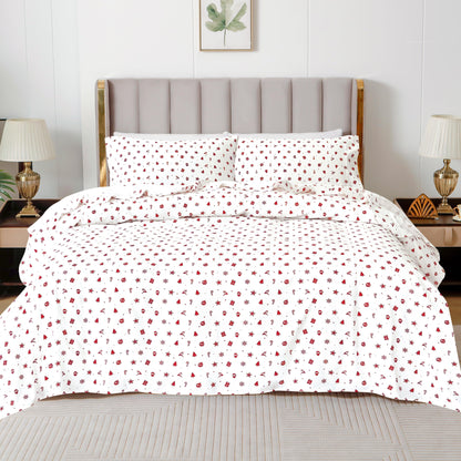 Elegant Comfort 4-Piece Holiday Cotton Flannel Sheet Set - 100% Turkish Cotton