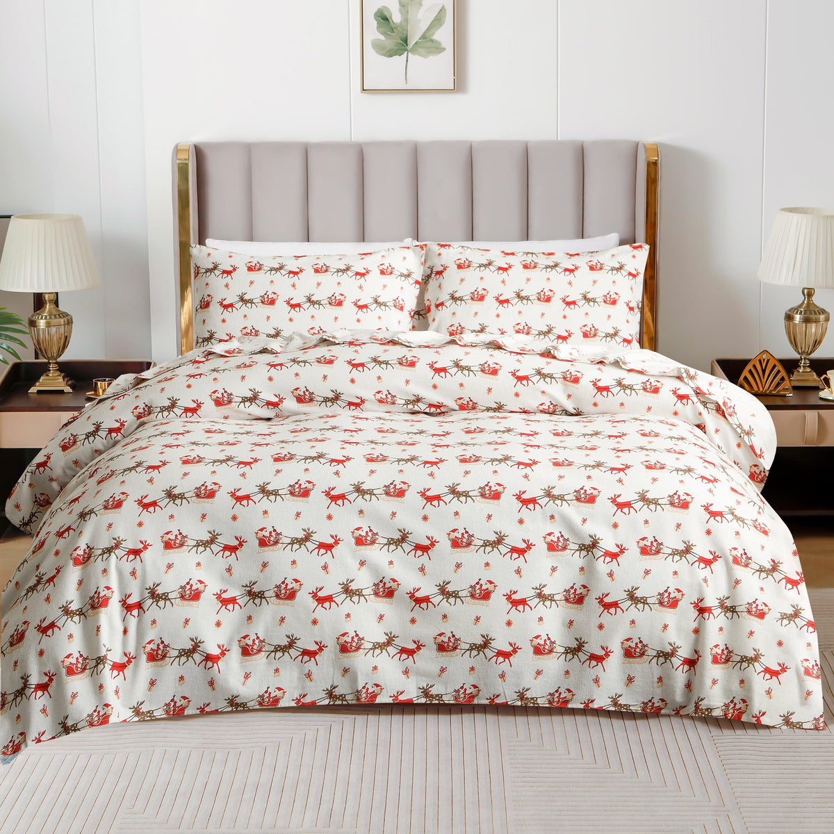 Elegant Comfort 4-Piece Holiday Cotton Flannel Sheet Set - 100% Turkish Cotton