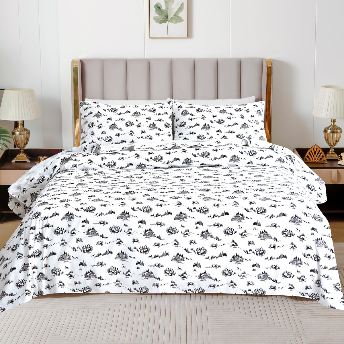 Elegant Comfort 4-Piece Holiday Cotton Flannel Sheet Set - 100% Turkish Cotton