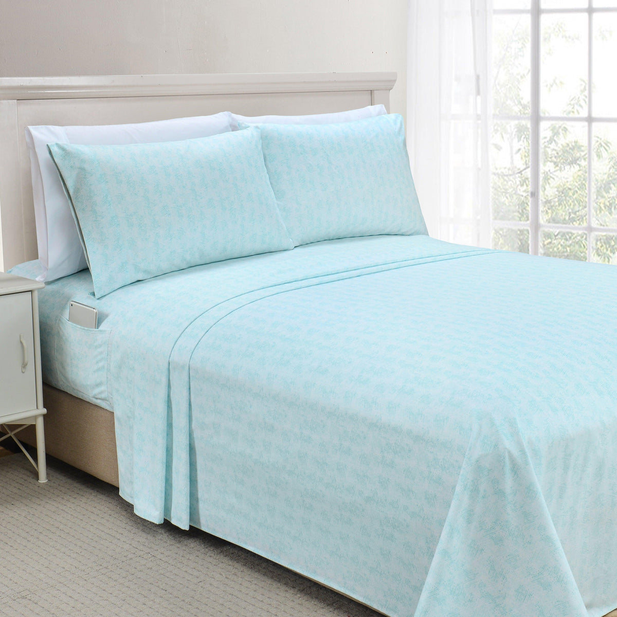 Elegant Comfort 6-Piece Floral and Stripe Pattern Sheet Set - Soft as a Hotel Premium Quality Bedding