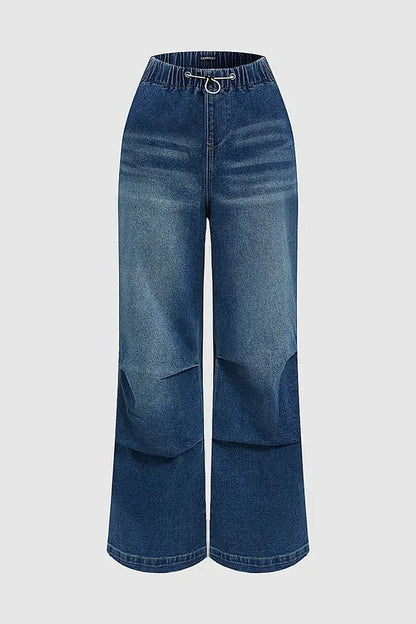 Women’s Premium Jeans T199 | High-Sense Deep Blue Straight-Leg Denim | Elegant Mid-Rise Women's Trousers | Trendy Sculpted Fit Casual Jeans | 2026 High-End Denim Collection