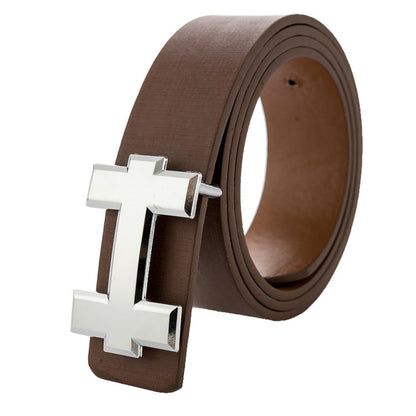 Luxury H-Brand Designer Belt for Men & Women | High-Quality PU Leather Waist Strap | Iconic H-Buckle Fashion Belt for Jeans | Premium 110cm Unisex Designer Belt - Black