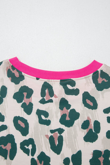 Threaded Pear Arleth Print Contrast Trim Top