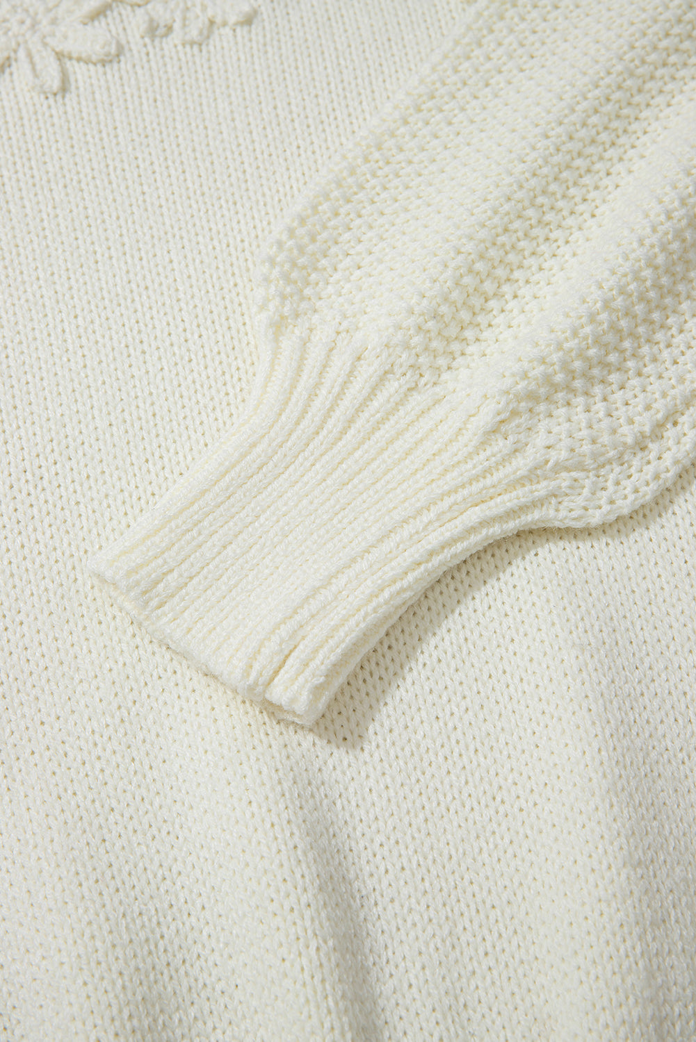 Threaded Pear Rheakara Textured Puff Sleeve Sweater