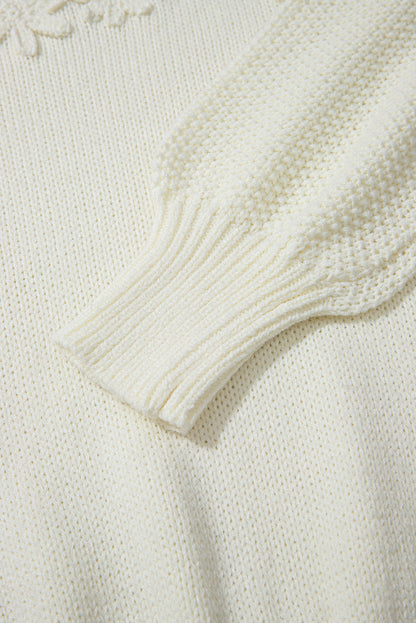 Threaded Pear Rheakara Textured Puff Sleeve Sweater