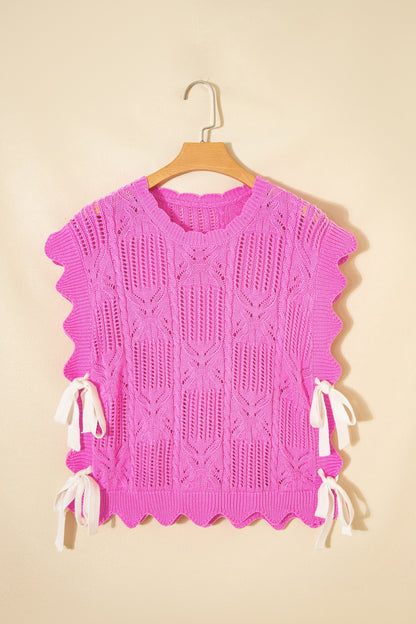Threaded Pear Ainara Trim Short Sleeve Sweater