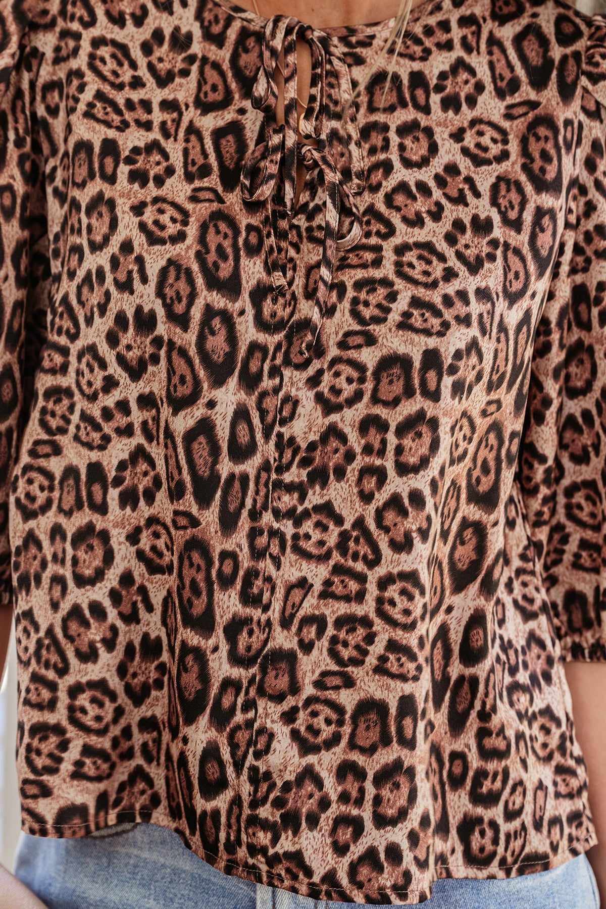 Threaded Pear Promise Tie Puff Sleeve Blouse
