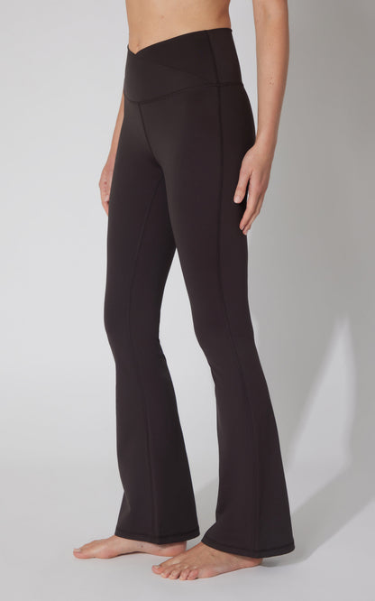 90 Degree by Reflex Lux Madison Crossover Elastic Free Waist 31 1/2 inch Flare Leg Pant