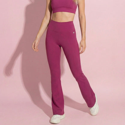Anna-Kaci Women's High-Waist Flared Leggings with Stretch Fabric and Contoured Fit