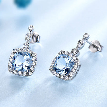 4-Piece Sky Blue Topaz Jewelry Set | 925 Sterling Silver Necklace, Earrings, Ring & Bracelet | Luxurious Gemstone Bridal Set for Women