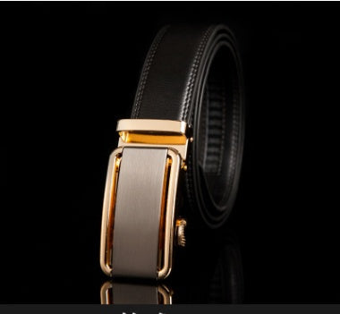 Men’s Factory Direct Automatic Leather Belt | Premium Wholesale Business Ratchet Belt | Luxury Genuine Leather Men's Belt | Sleek Professional No-Hole Automatic Waistband