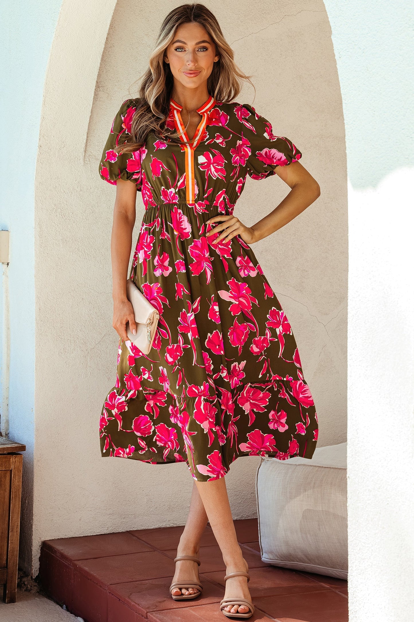 Threaded Pear Renata Ruffle Hem Maxi Dress