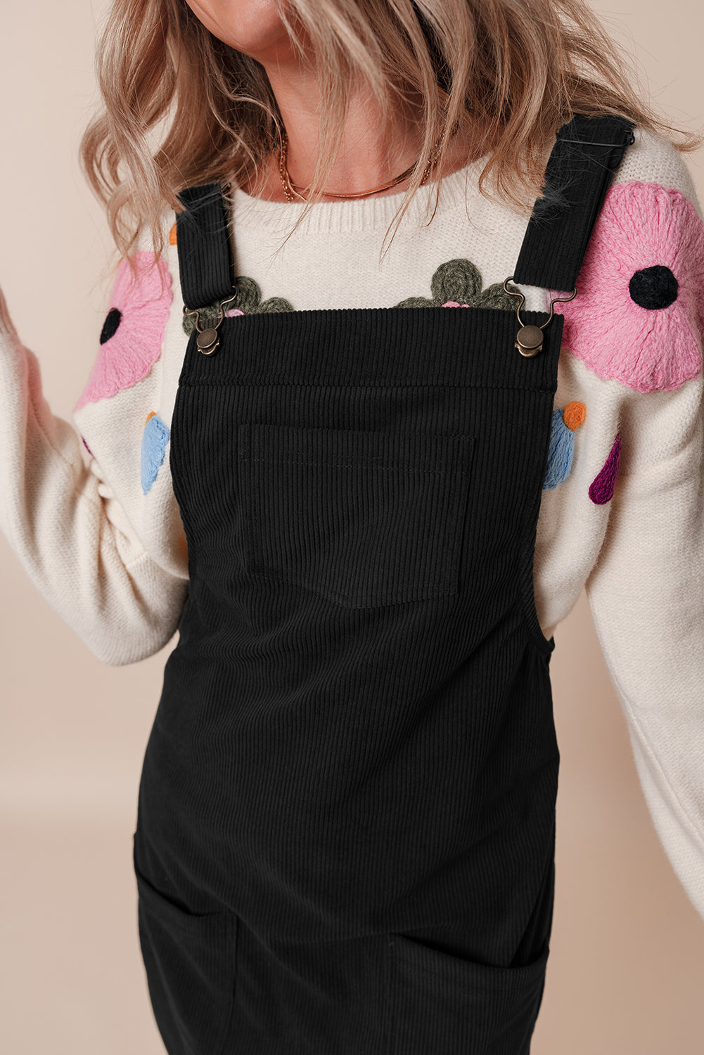 Threaded Pear Alexis Front Pockets Corduroy Overall Dress.