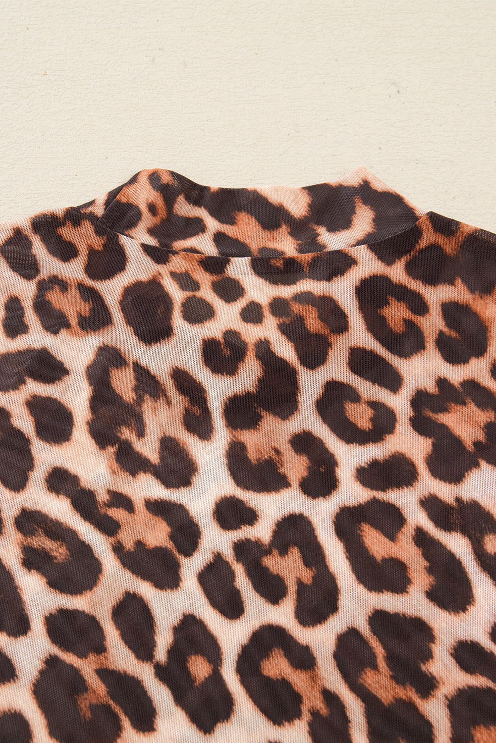 Blakely Leopard Mock Neck Long Sleeve Mesh Top