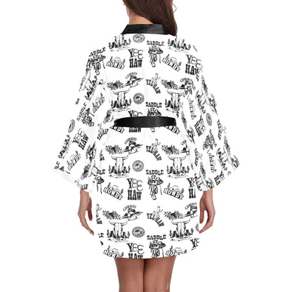 Baha Ranch Cowboy Print Western Satin Kimono Robe