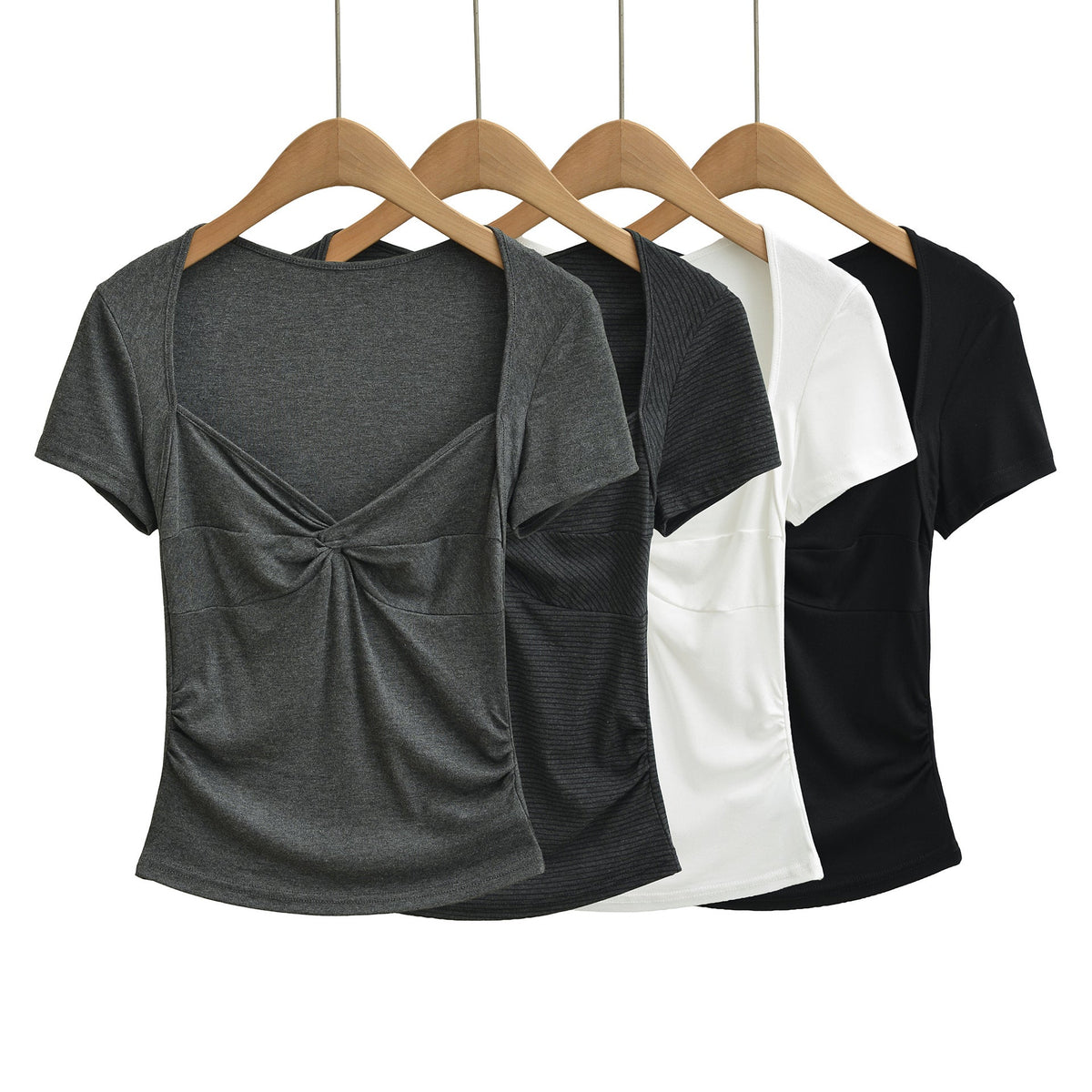 Square neck short sleeved T-shirt for women