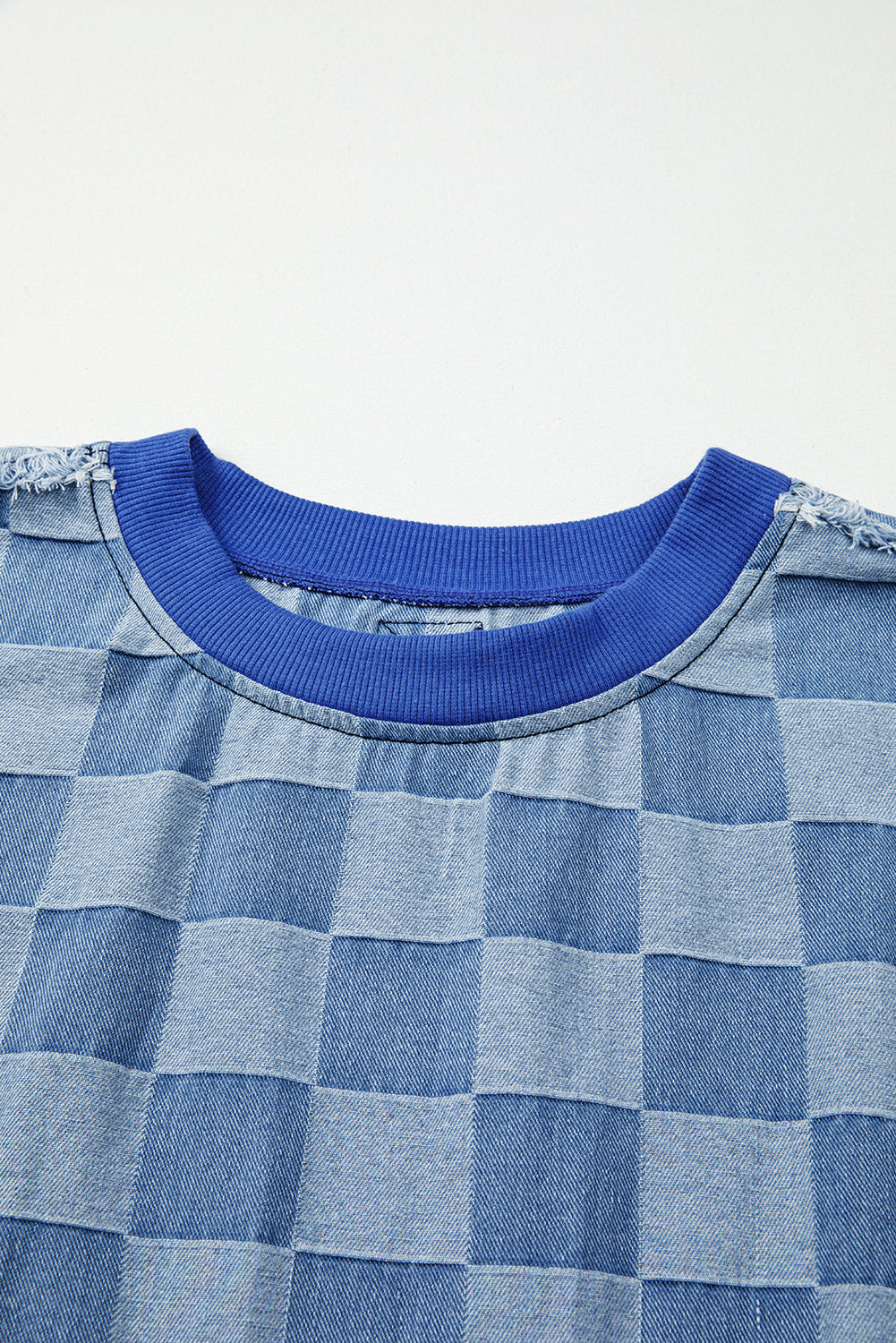 Threaded Pear Jessica Checkerboard Oversized Denim Pullover