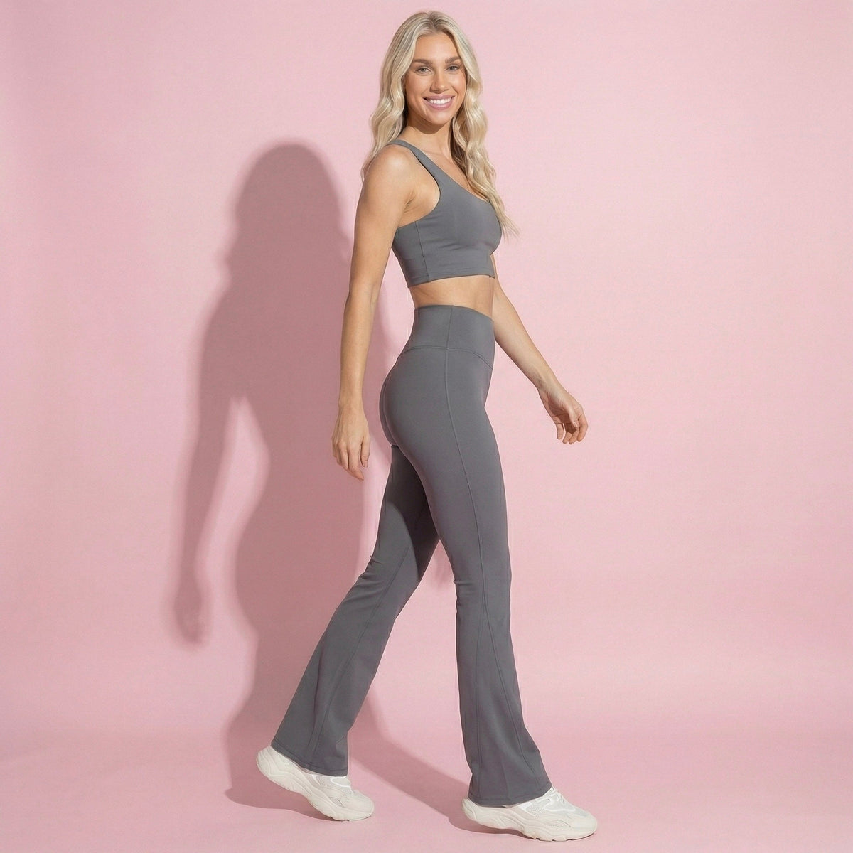 Anna-Kaci Women's High-Waist Flared Leggings with Stretch Fabric and Contoured Fit