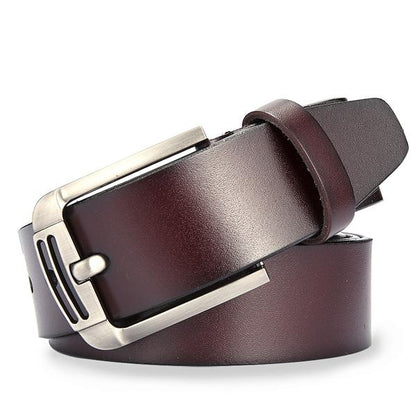 Men’s Luxury Genuine Leather Belt | Premium High-Quality Designer Dress Belt | Classic Formal Cowhide Leather Waistband | Men's Executive Business Belt with Polished Buckle