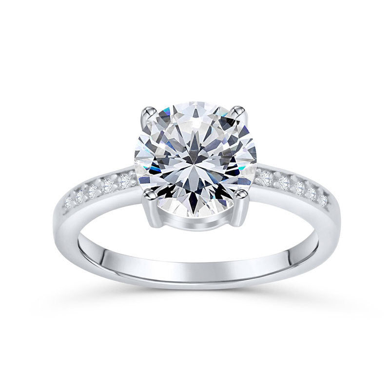Authentic 925 Sterling Silver Engagement Ring | Classic Solitaire Wedding Band for Women | Sparkling Cubic Zirconia Promise Ring | Elegant Anniversary Jewelry Gift