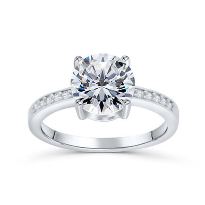 Authentic 925 Sterling Silver Engagement Ring | Classic Solitaire Wedding Band for Women | Sparkling Cubic Zirconia Promise Ring | Elegant Anniversary Jewelry Gift