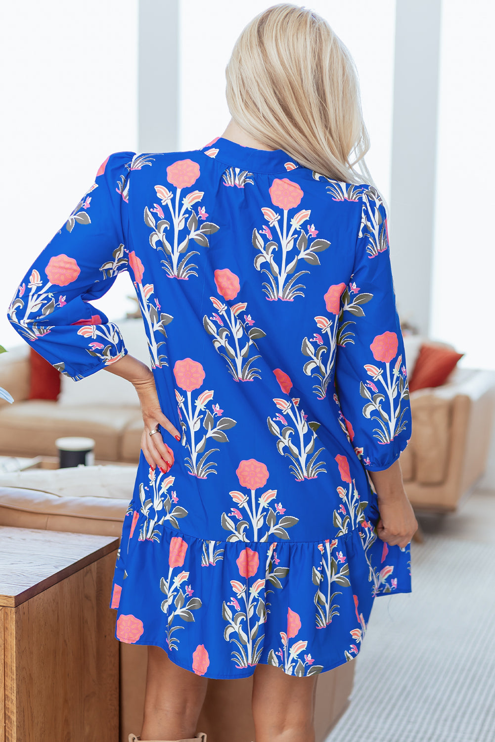 Threaded Pear Zahra Sleeve Ruffle Hem Dress