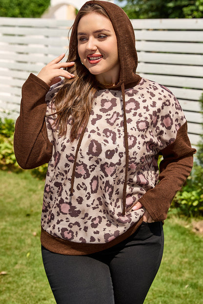 Threaded Pear Scarlett Print Knit Patchwork Hoodie
