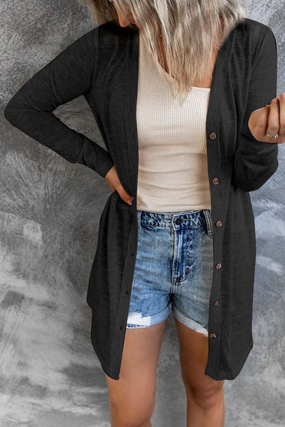 Threaded Pear Madison Open-Front Buttons Cardigan