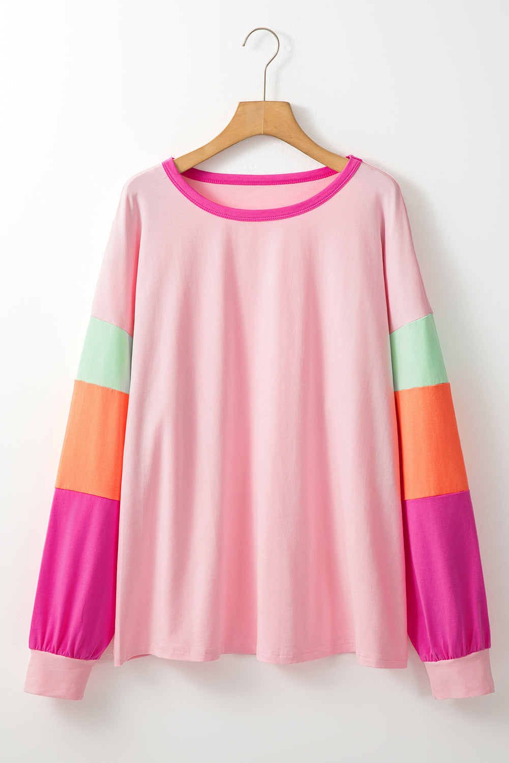 Threaded Pear Harlow Plus Size Patchwork Long Sleeve Top