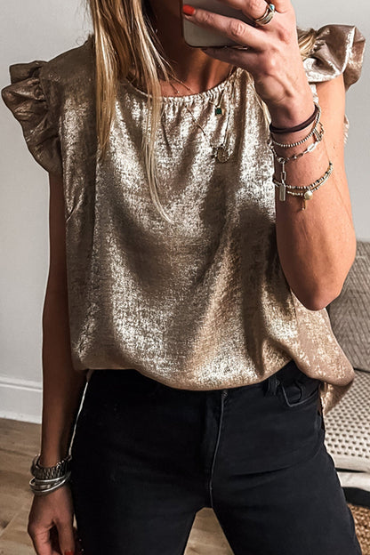 Threaded Pear Parker Ruffle Trim Sleeveless Top