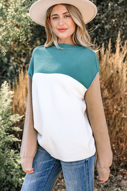 Threaded Pear Anava Ribbed Knit Baggy Sweater