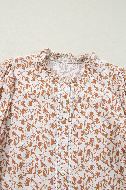 Threaded Pear Melanie Lace Floral Puff Sleeve Top