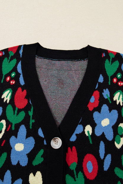 Threaded Pear Zariah Print Short Cardigan Sweater