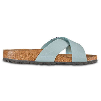 Birkenstock Women's Siena Soft Footbed Nubuck Faded Aqua Sandals