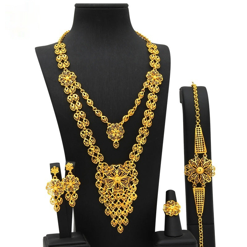 4-Piece Wedding Jewelry Set for Women | Elegant Crystal Necklace, Bracelet, Ring & Earrings Suite | Luxury Bridal Accessories Set | Trendy Sparkly Wedding Jewelry | 2026 High-Fashion Formal Evening Jewelry Set