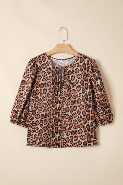 Threaded Pear Promise Tie Puff Sleeve Blouse