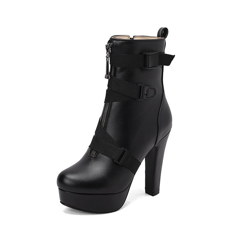 Women’s Luxury Mid-Calf Boots with Thick Soles | High-Sense Chunky Heel Executive Footwear | Trendy Minimalist Gothic-Luxe Platform Boots | Luxury-Label Statuesque Radiant Boots | 2026 High-Fashion Emerald-Luxe Essential