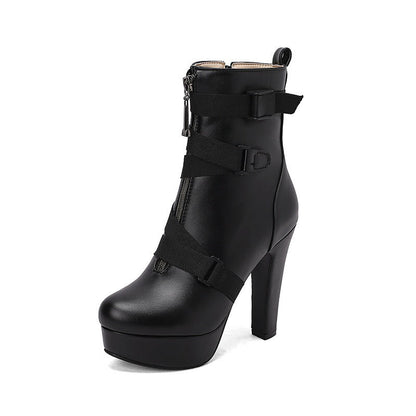 Women’s Luxury Mid-Calf Boots with Thick Soles | High-Sense Chunky Heel Executive Footwear | Trendy Minimalist Gothic-Luxe Platform Boots | Luxury-Label Statuesque Radiant Boots | 2026 High-Fashion Emerald-Luxe Essential