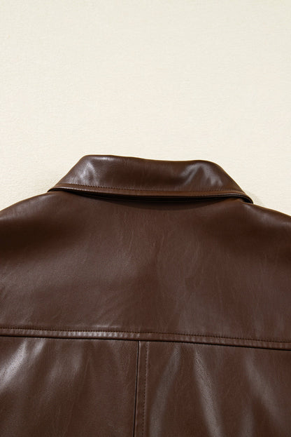 Threaded Pear Mila Drawstring Hem Leather Jacket