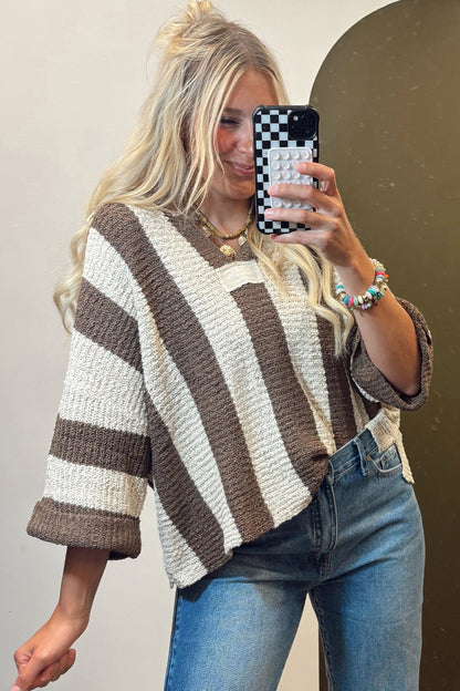 Threaded Pear Holland Colorblock Bracelet Sleeve Sweater