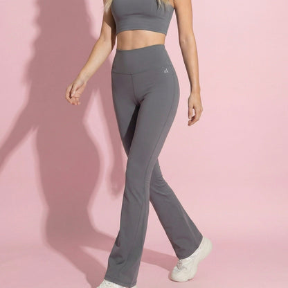 Anna-Kaci Women's High-Waist Flared Leggings with Stretch Fabric and Contoured Fit