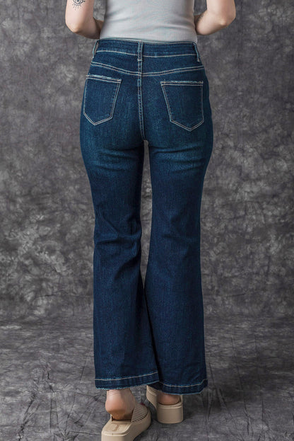 Threaded Pear Khloe High Rise Ripped Bell Bottom Jeans