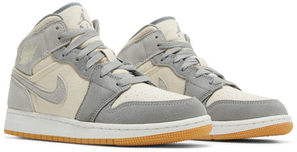 Air Jordan Grade School Retro 1 Mid Se 'Coconut Milk Particle Grey' Gs Sneakers