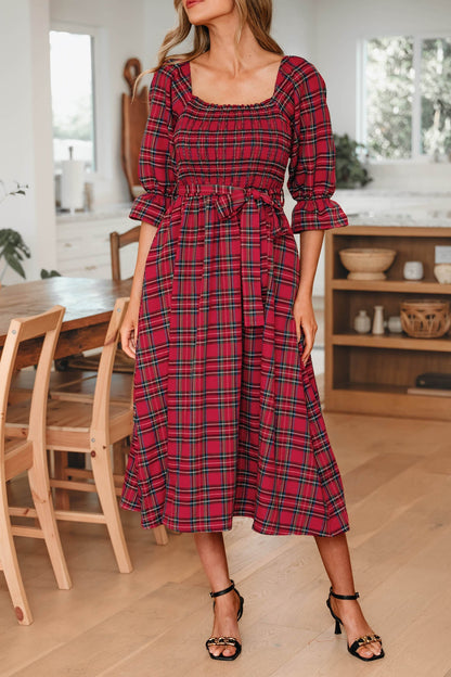 Threaded Pear Jazmin Waist Flared Midi Dress