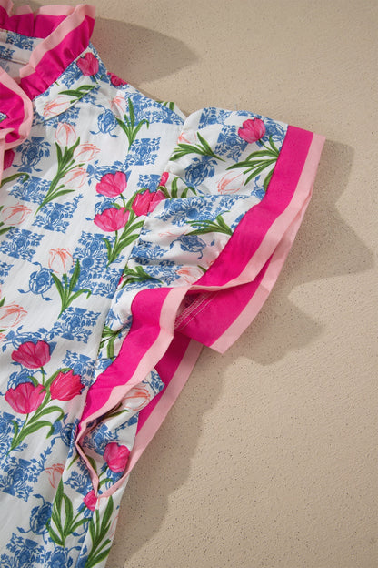 Aya Flutter Sleeve Half Blouse